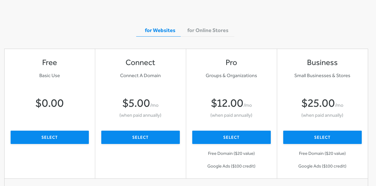 Weebly-pricing