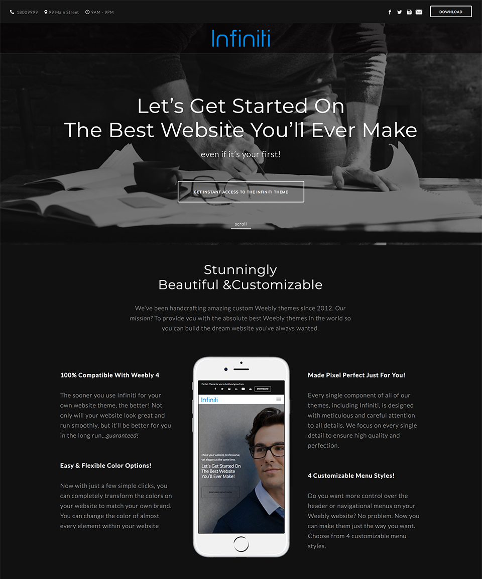 Infiniti Landing Page Layout