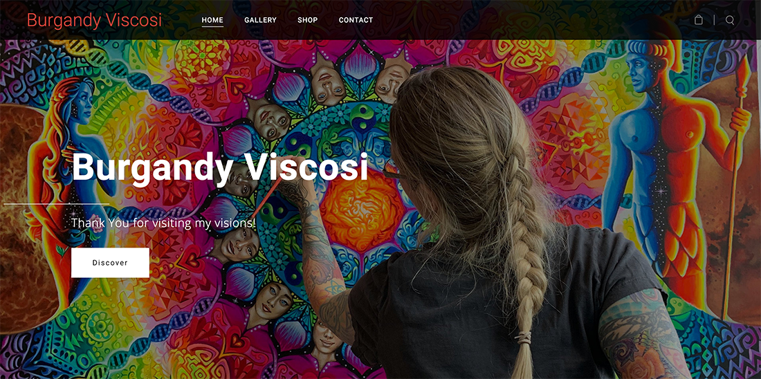 Vous Example Burgandy Art Store Website