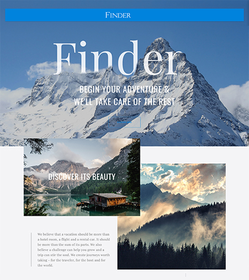 Finder Landing Page Layout