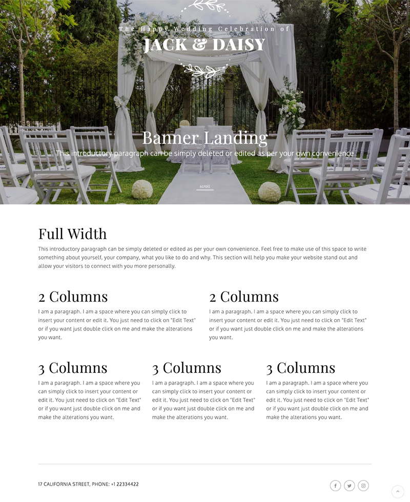 Jack & Daisy Landing Page Layout