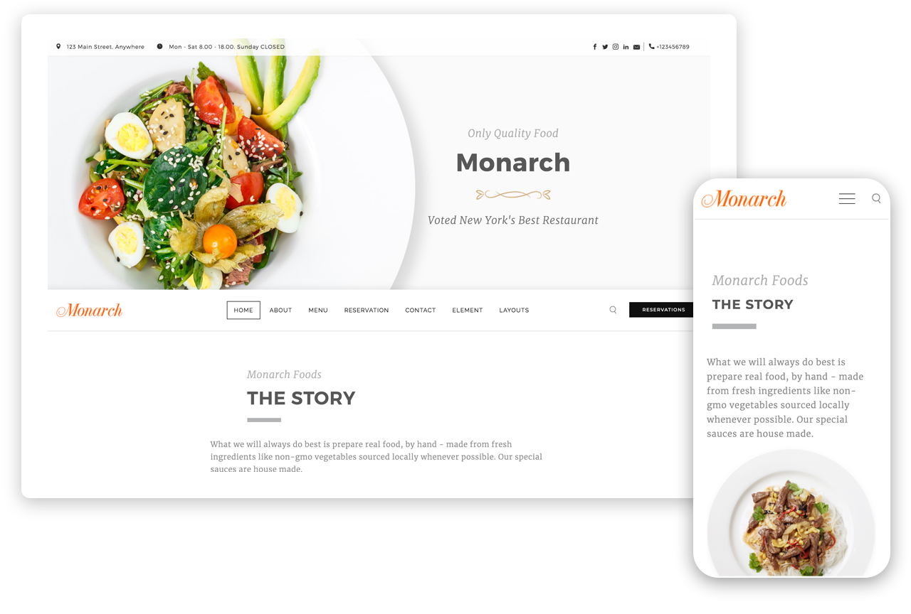 Monarch Weebly Restaurant Theme