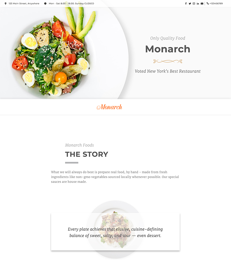Monarch Landing Page layout