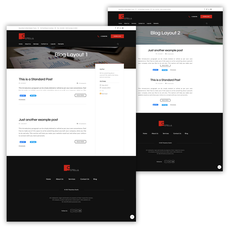 Stella Blog Page Layouts