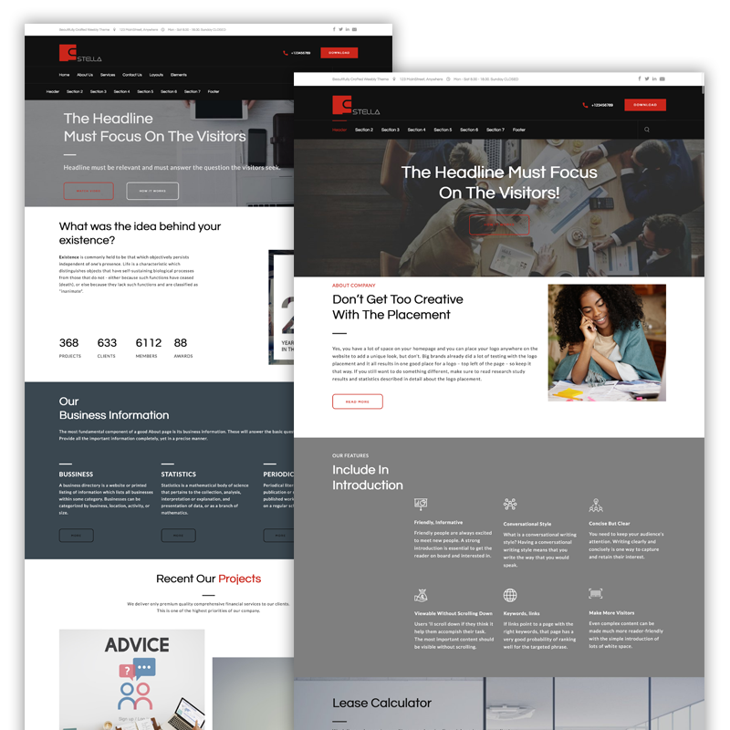 Stella One Page Layout