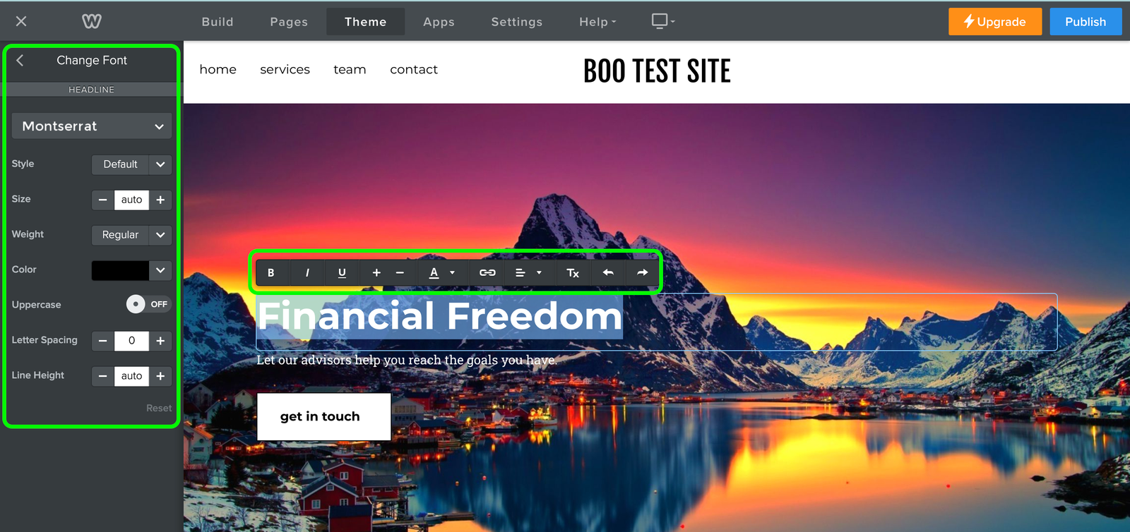 how to change font on Weebly
