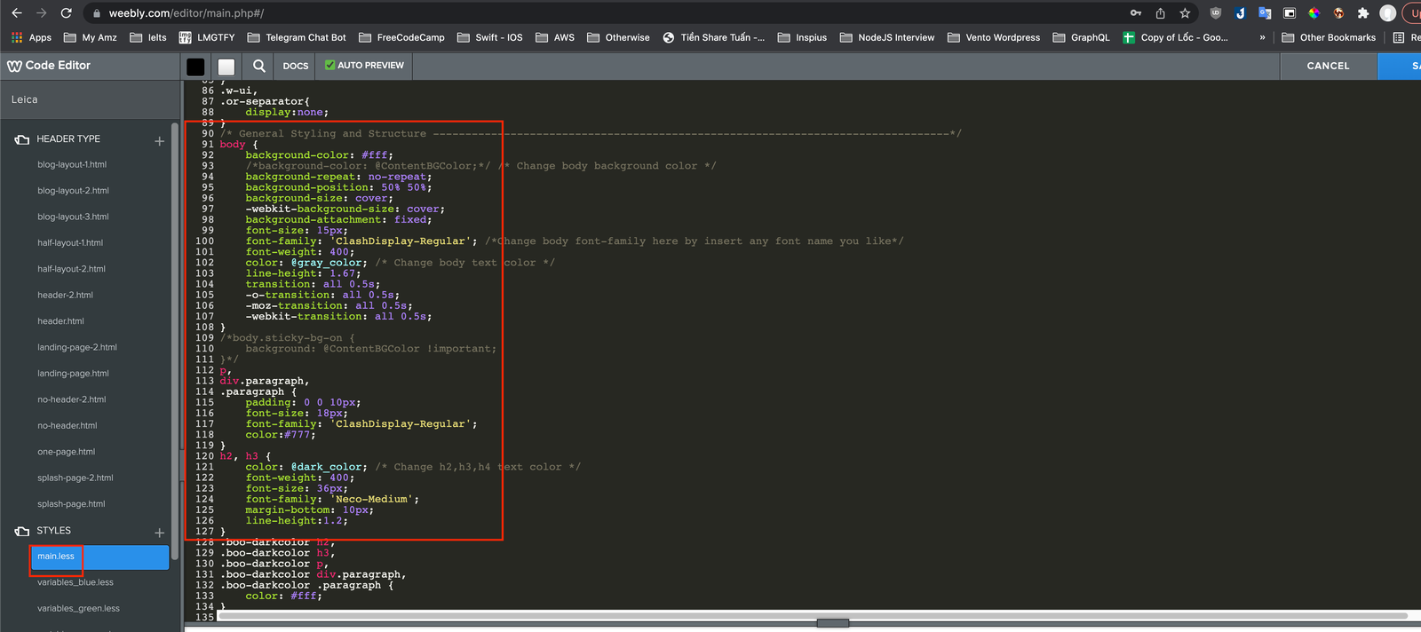 Add Google Fonts on Weebly